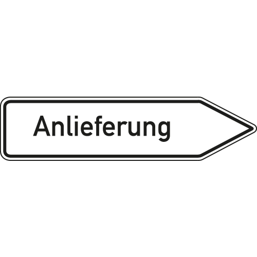 Wegweiser: Anlieferung rechtsweisend, weiß, DIN 67520, Aluminium RA0 reflektierend, 1400 mm x 350 mm, 1 Stück Wegweiser: Anlieferung rechtsweisend, weiß, DIN 67520, Aluminium RA0 reflektierend, 1400 mm x 350 mm, 1 Stück