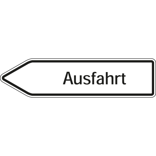 Wegweiser: Ausfahrt linksweisend, weiß, DIN 67520, Aluminium RA0 reflektierend, 1400 mm x 350 mm, 1 Stück Wegweiser: Ausfahrt linksweisend, weiß, DIN 67520, Aluminium RA0 reflektierend, 1400 mm x 350 mm, 1 Stück