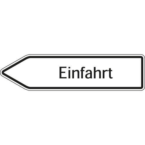 Wegweiser: Einfahrt linksweisend, weiß, DIN 67520, Aluminium RA0 reflektierend, 1400 mm x 350 mm, 1 Stück Wegweiser: Einfahrt linksweisend, weiß, DIN 67520, Aluminium RA0 reflektierend, 1400 mm x 350 mm, 1 Stück