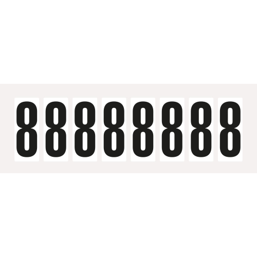 Ziffer 8, Schrifthöhe 50 mm, weiß-schwarz, Folie selbstklebend, 22 x 57 mm, 160 St./Verpackungseinheit Ziffer 8, Schrifthöhe 50 mm, weiß-schwarz, Folie selbstklebend, 22 x 57 mm, 160 St./Verpackungseinheit