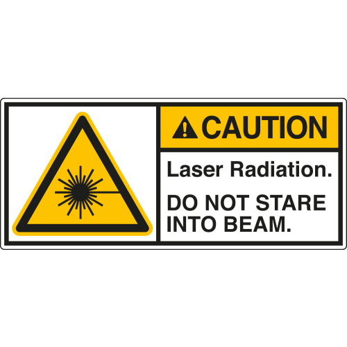 ANSI-Aufkleber: CAUTION Laser Radiation. DO NOT STARE INTO BEAM. ANSI-Aufkleber: CAUTION Laser Radiation. DO NOT STARE INTO BEAM.