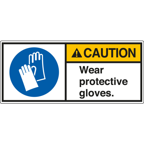 ANSI-Aufkleber: CAUTION Wear protective gloves. ANSI-Aufkleber: CAUTION Wear protective gloves.