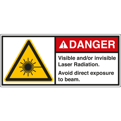 ANSI-Aufkleber: DANGER Visible and/or invisible Laser Radiation. Avoid direct exposure to beam. ANSI-Aufkleber: DANGER Visible and/or invisible Laser Radiation. Avoid direct exposure to beam.