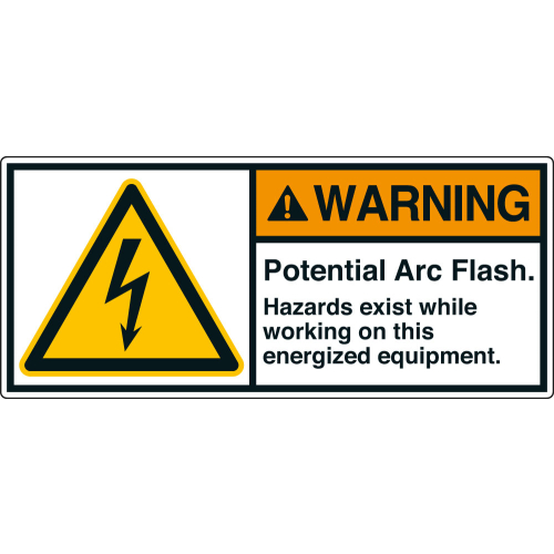 ANSI-Aufkleber: WARNING Potential Arc Flash. Hazards exist while working on this energized equipment. ANSI-Aufkleber: WARNING Potential Arc Flash. Hazards exist while working on this energized equipment.