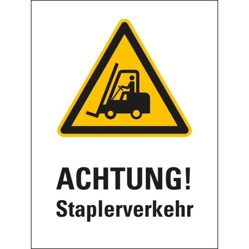 Aufkleber für Warnaufsteller: Achtung! Staplerverkehr, ISO, Folie selbstklebend, 150 x 200 oder 300 x 400 mm