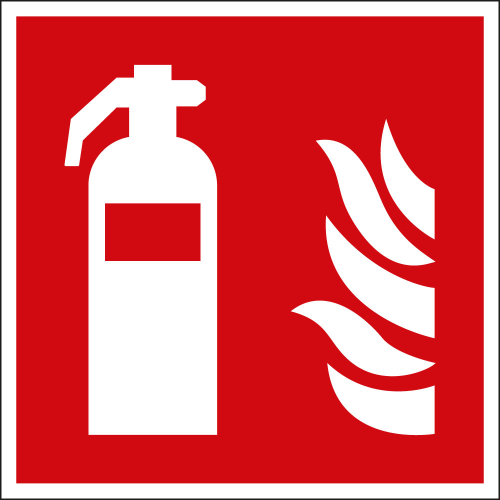 Brandschutzschild: Feuerlöscher, rot-weiß, ASR/ISO, Kunststoff, 200 mm x 200 mm, 1 Stück