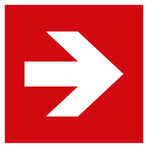 Brandschutzzeichen: Richtungsangabe, rot-weiß, ASR/ISO, Kunststoff, 200 mm x 200 mm, 1 Stück Brandschutzzeichen: Richtungsangabe, rot-weiß, ASR/ISO, Kunststoff, 200 mm x 200 mm, 1 Stück