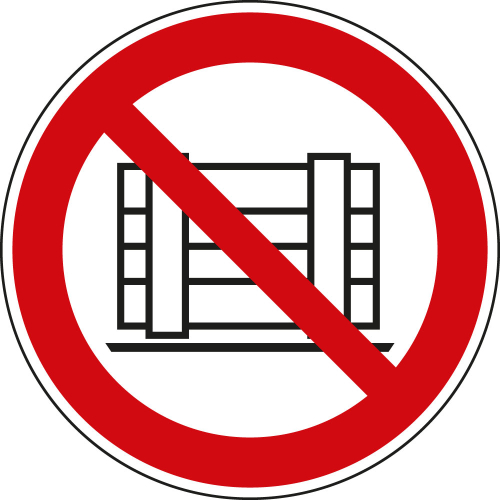 Verbotsschild: Abstellen oder Lagern verboten, Piktogramm, weiß-rot