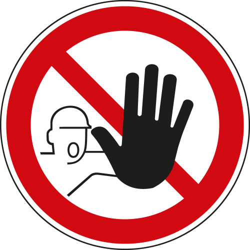 Verbotsschild: Zutritt für Unbefugte verboten, weiß-rot