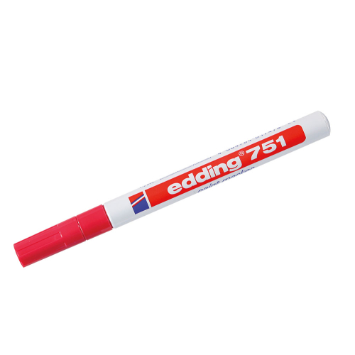 edding Lackmarker 751, wisch- und wasserfest, rot, Strichstärke ca. 2 mm, 3 St./Verpackungseinheit