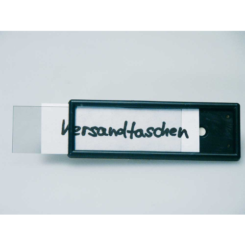 Etikettenrahmen, schwarz, Kunststoff mit selbstklebender Folie, 76 x 26 mm, 95 x 32mm oder 114 x 38 mm, 100 St./Verpackungseinheit