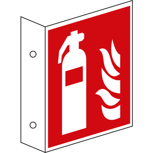Fahnenschild: Feuerlöscher, rot-weiß, ASR/ISO, Kunststoff oder Aluminium, drei Größen, nur als Einzelstück