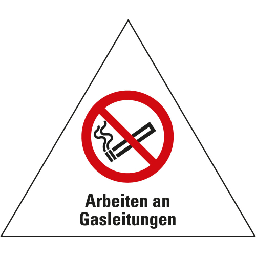 Faltsignal: Arbeiten an Gasleitungen, 3-seitig, rot-weiß, SL 600 & 900 mm
