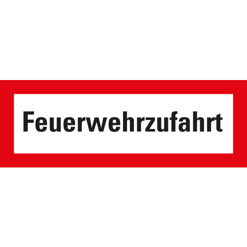 Feuerwehr-Hinweisschild: Feuerwehrzufahrt, DIN 67520, verschiedene Materialien, zwei Größen, nur als Einzelstück