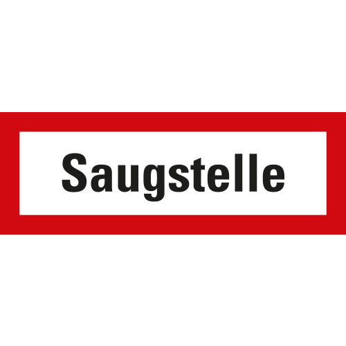 Feuerwehr-Hinweisschild: Saugstelle, weiß-rot, DIN 4066, Aluminium oder Aluminium reflektierend, zwei Größen, nur als Einzelstück