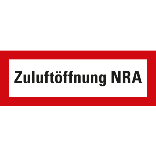 Feuerwehr-Hinweisschild: Zuluftöffnung NRA, weiß-rot, DIN 4066, Folie selbstklebend oder Kunststoff, 297 mm x 105 mm, nur als Einzelstück