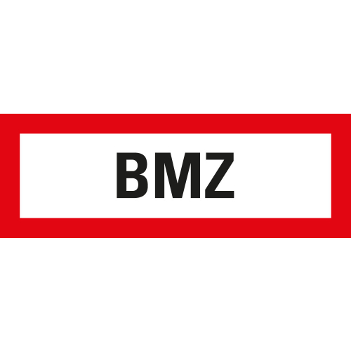 Feuerwehrschild: BMZ, weiß-rot, DIN 4066, Kunststoff, 297 mm x 105 mm, 1 Stück