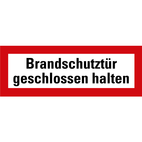 Feuerwehrschild: Brandschutztür geschlossen halten, weiß-rot, Kunststoff, 297 mm x 105 mm, 1 Stück Feuerwehrschild: Brandschutztür geschlossen halten, weiß-rot, Kunststoff, 297 mm x 105 mm, 1 Stück