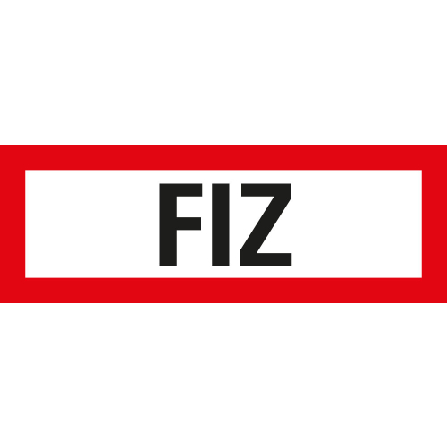 Feuerwehrschild: FIZ, weiß-rot, DIN 4066, Folie oder Kunststoff, 297 mm x 105 mm, nur als Einzelstück