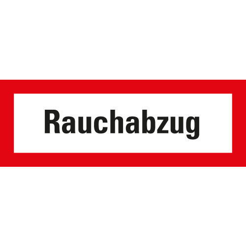 Feuerwehrschild: Rauchabzug, weiß-rot, DIN 4066, Folie selbstklebend, 148 mm x 52 mm, 1 Stück