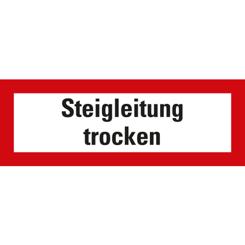 Feuerwehrschild: Steigleitung trocken, weiß-rot, DIN 4066, Folie selbstklebend oder Kunststoff, 210 mm x 74 mm, nur als Einzelstück
