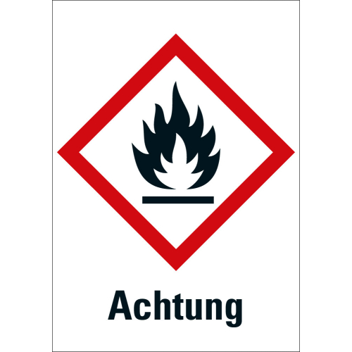 Gefahrensymbol: GHS02 Flamme mit Signalwort Achtung