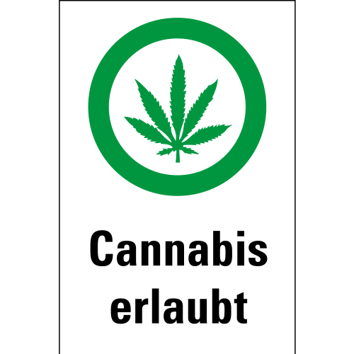 Hinweisschild Cannabiskonsum erlaubt, 200 x 300 mm