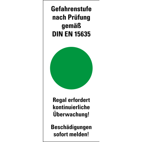 Hinweisschild: Gefahrenstufe grün, Standardfolie, 40 x 100 mm, Bogen Hinweisschild: Gefahrenstufe grün, Standardfolie, 40 x 100 mm, Bogen