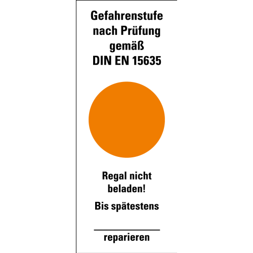 Hinweisschild: Gefahrenstufe orange, Standardfolie, 40 x 100 mm, Bogen Hinweisschild: Gefahrenstufe orange, Standardfolie, 40 x 100 mm, Bogen