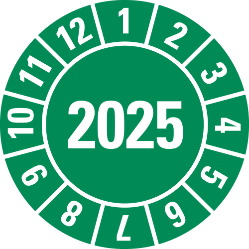 Jahresprüfplakette 2025, grün Jahresprüfplakette 2025, grün