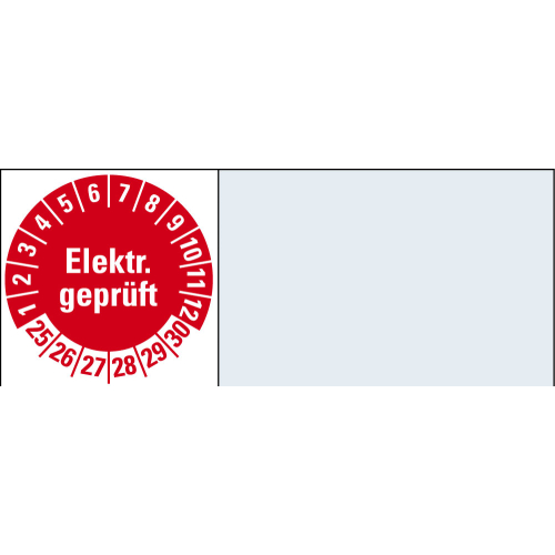 Kabelprüfplakette elektrisch geprüft, 25-30, 100 x 20 mm, rot Kabelprüfplakette elektrisch geprüft, 25-30, 100 x 20 mm, rot