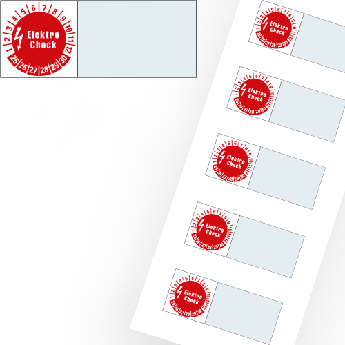 Kabelprüfplakette Elektro Check, 25-30, 100 x 20 mm, Bogen Kabelprüfplakette Elektro Check, 25-30, 100 x 20 mm, Bogen