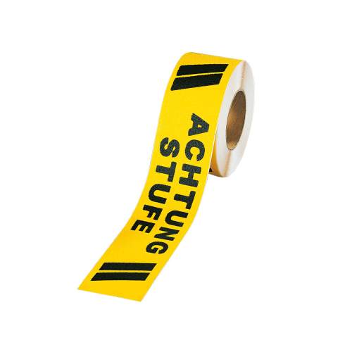 m2-Trittschutz-Warnmarkierung Achtung Stufe, Rutschhemmung R 13, gelb-schwarz, 75 mm, 18,3 m / Rolle, 1 Stück