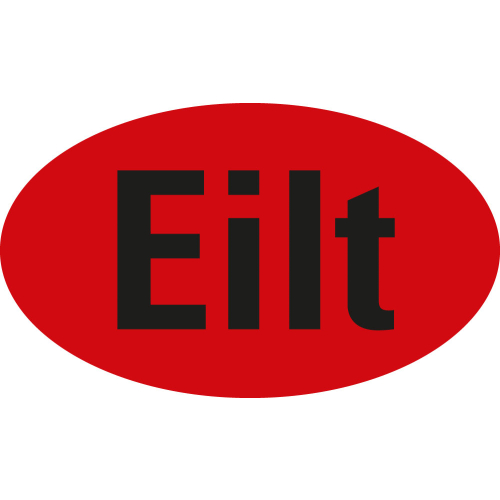 Organisationsetikett: Eilt, oval, rot, Haftpapier selbstklebend, versch. Größen, 500 St./ Rolle

