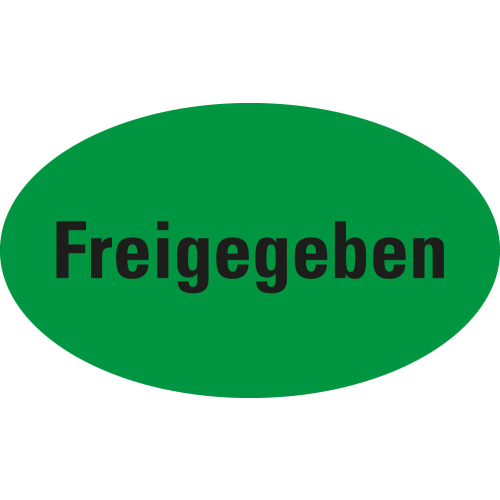 Organisationsetikett: Freigegeben, grün, Papier selbstklebend, versch. Größen, 500 St./Rolle
