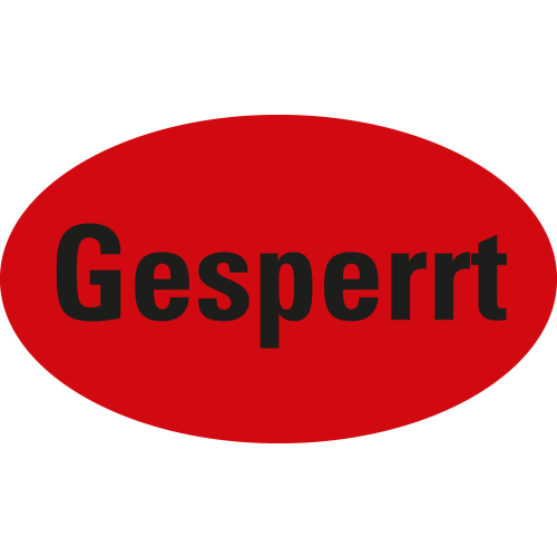 Organisationsetikett: Gesperrt, rot, Papier selbstklebend, versch. Größen, 500 St./Rolle
