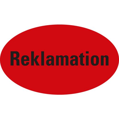 Organisationsetikett: Reklamation, rot, Papier selbstklebend, versch. Größen, 500 St./Rolle
