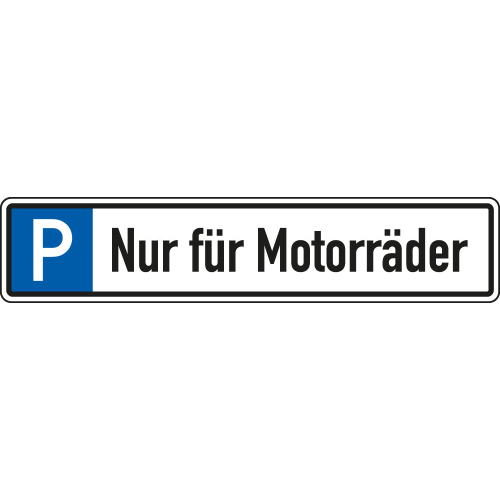 Parkplatzreservierungsschild: Motorräder, ohne und mit Befestigungsset, Aluminium, 520 mm x 110 mm
