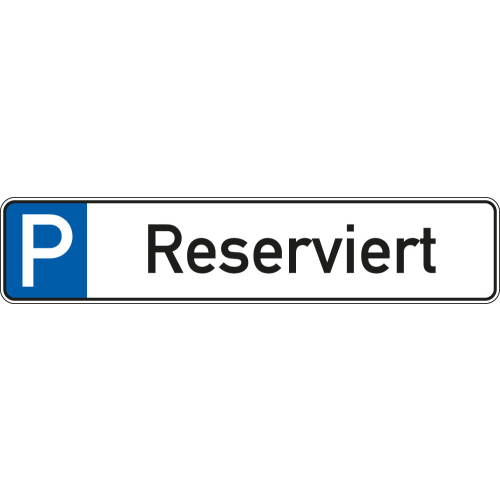 Parkplatzreservierungsschild Reserviert, ohne und mit Befestigungsset, Aluminium, 520 mm x 110 mm
