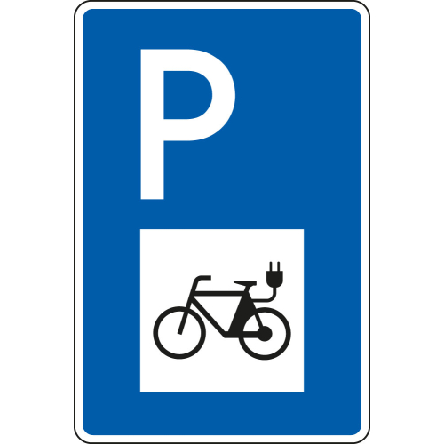 Parkplatzschild: E-Bike, mit Symbol, DIN, versch. Materialien und Größen
