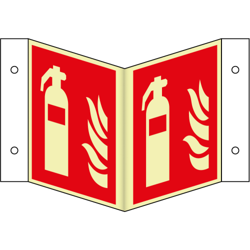 PERMALIGHT power Brandschutz-Nasenschild: Feuerlöscher, ASR A2.3, Kunststoff lang nachleuchtend, 300 x 300 mm