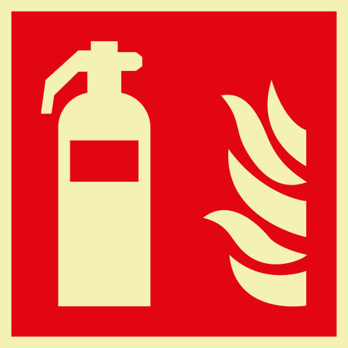 PERMALIGHT power Brandschutzschild: Feuerlöscher, ASR/ISO, Folie selbstklebend lang nachleuchtend, 200 mm x 200 mm, 1 Stück