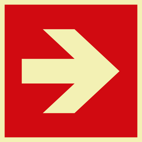 PERMALIGHT power Brandschutzzeichen: Richtungsangabe, ASR/ISO, Kunststoff lang nachleuchtend, 200 mm x 200 mm, 1 Stück