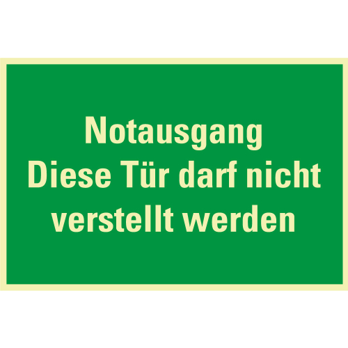PERMALIGHT power Rettungszeichen: Diese Tür darf nicht […], ASR A2.3, Kunststoff lang nachleuchtend, 300 x 200 mm