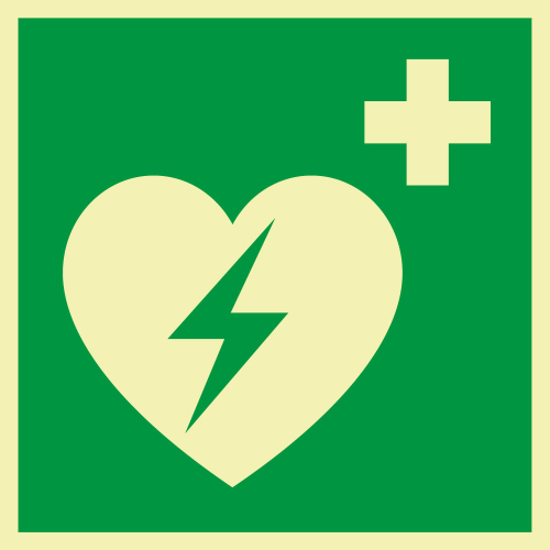 PERMALIGHT power Rettungszeichen: Automatisierter externen Defibrillator, ASR/ISO, versch. Materialien, lang nachleuchtend