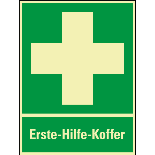 PERMALIGHT power Rettungszeichen: Erste Hilfe Koffer, ASR A2.3, Kunststoff lang nachleuchtend, 300 x 400 mm