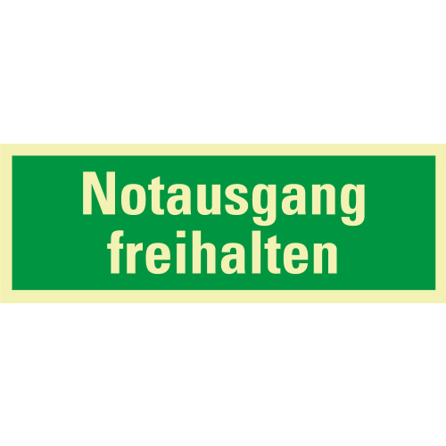 PERMALIGHT power Rettungszeichen: Notausgang freihalten, ASR A2.3, Folie lang nachleuchtend, 297 x 105 mm