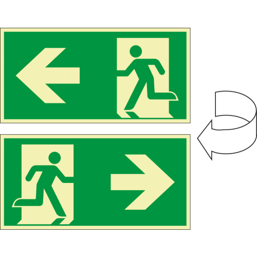 PERMALIGHT power Rettungszeichen: Rettungsweg rechts/links mit Pfeil, ASR/ISO, doppelseitig, Kunststoff lang nachleuchtend