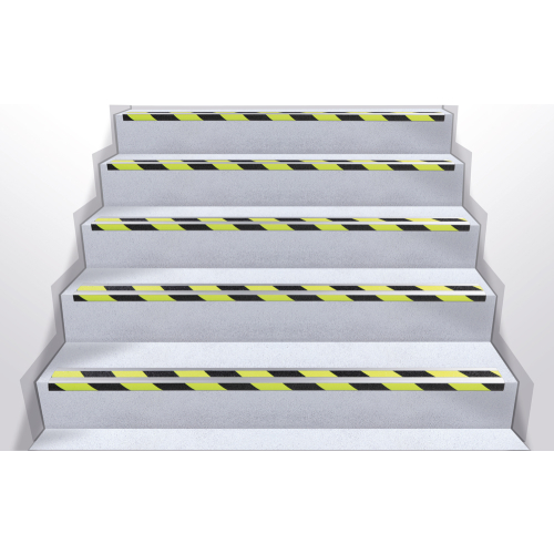 Treppenkantenprofil, Rutschhemmung R10, schwarz, Aluminium selbstklebend, nachleuchtend, versch. Größen