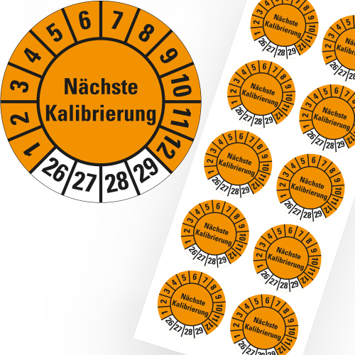 Prüfplakette Nächste Kalibrierung, 26-29, Ø 15 mm, Bogen